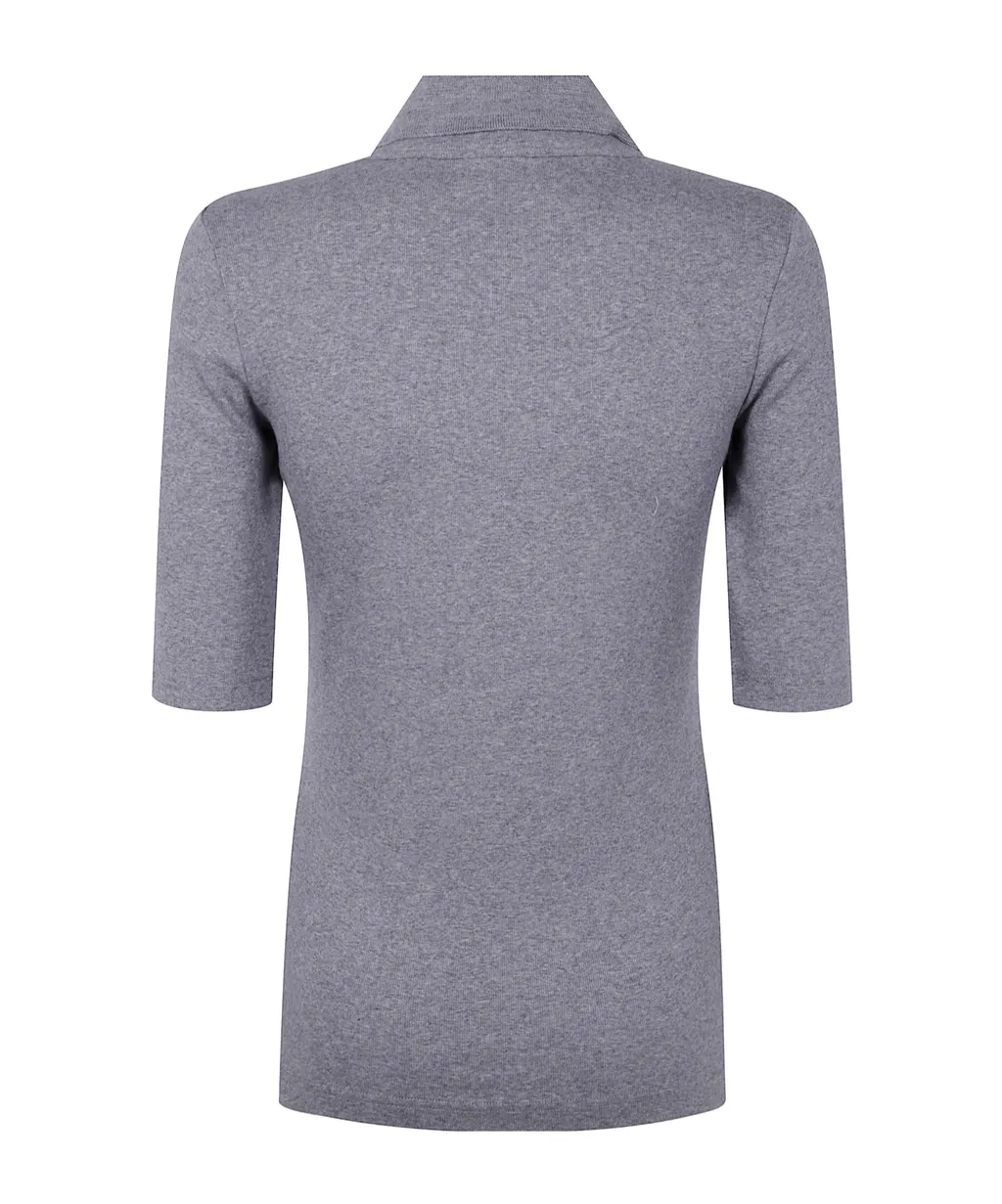 Short Sleeve T-Shirt With Knit Collar And Pins