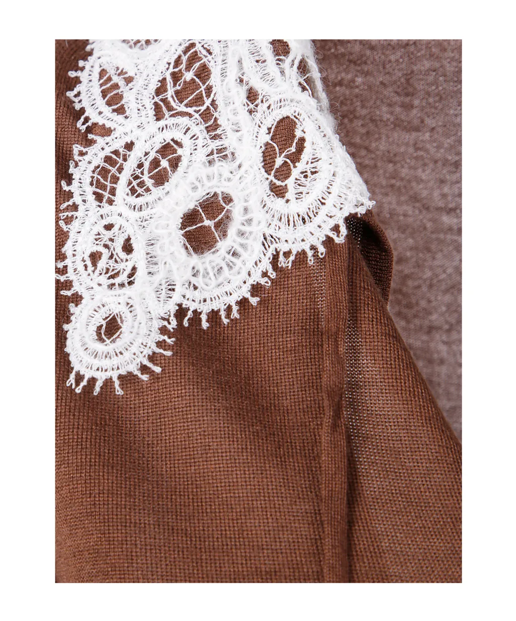 Lace-Trimmed Knit Top