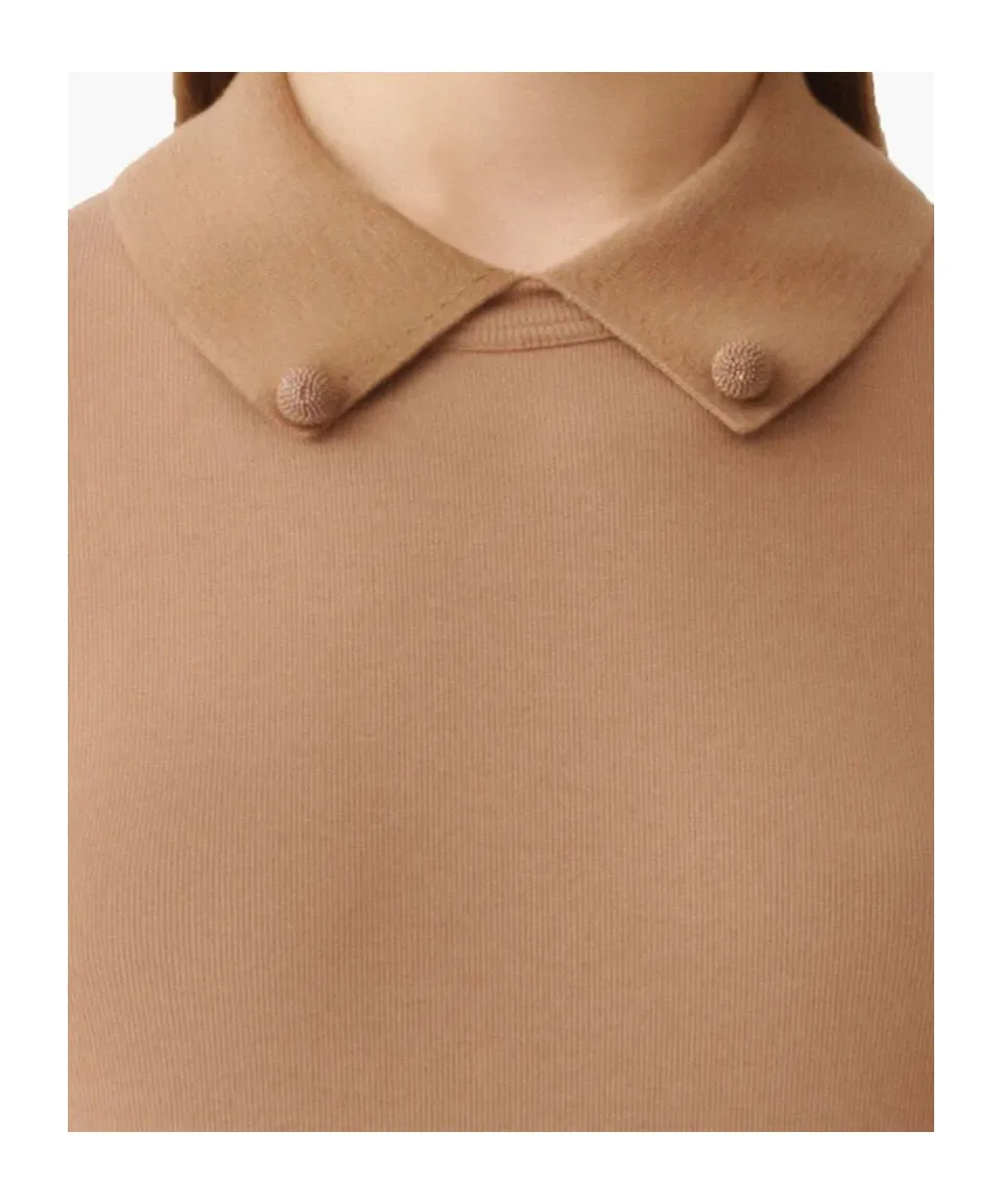 Short Sleeve T-Shirt With Knit Collar And Pins