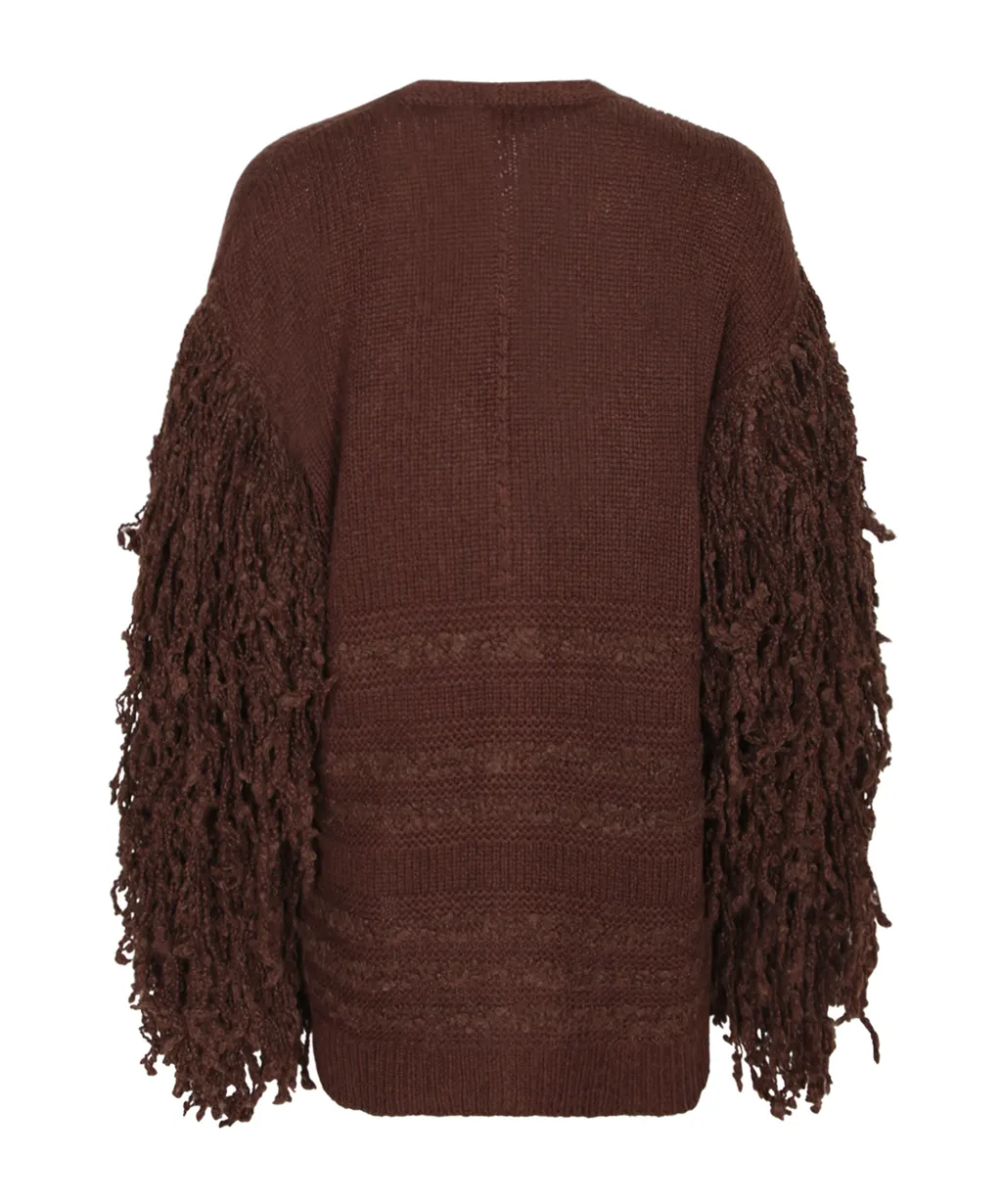 Bouclé Fringed Cardigan