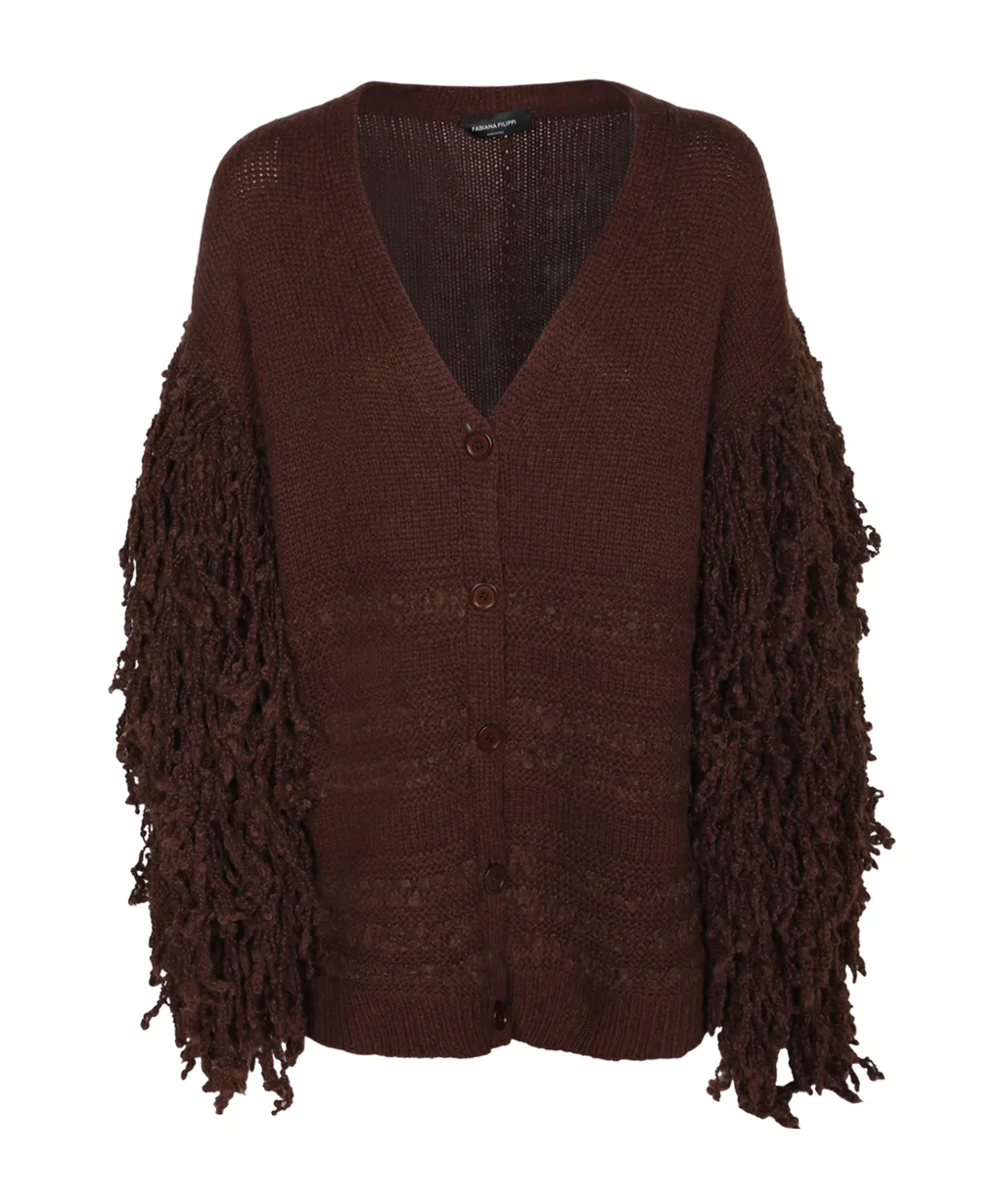 Bouclé Fringed Cardigan