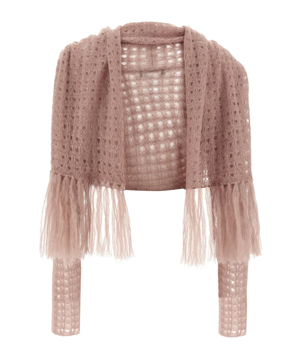 Fringed Crocheted Cardigan