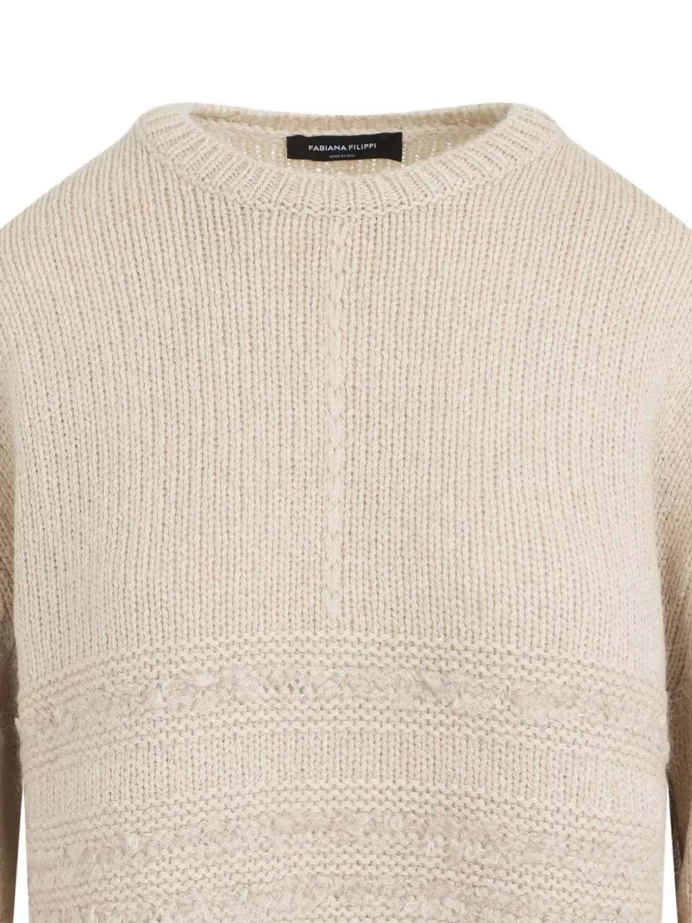 Bouclé-Insert Crew-Neck Sweater