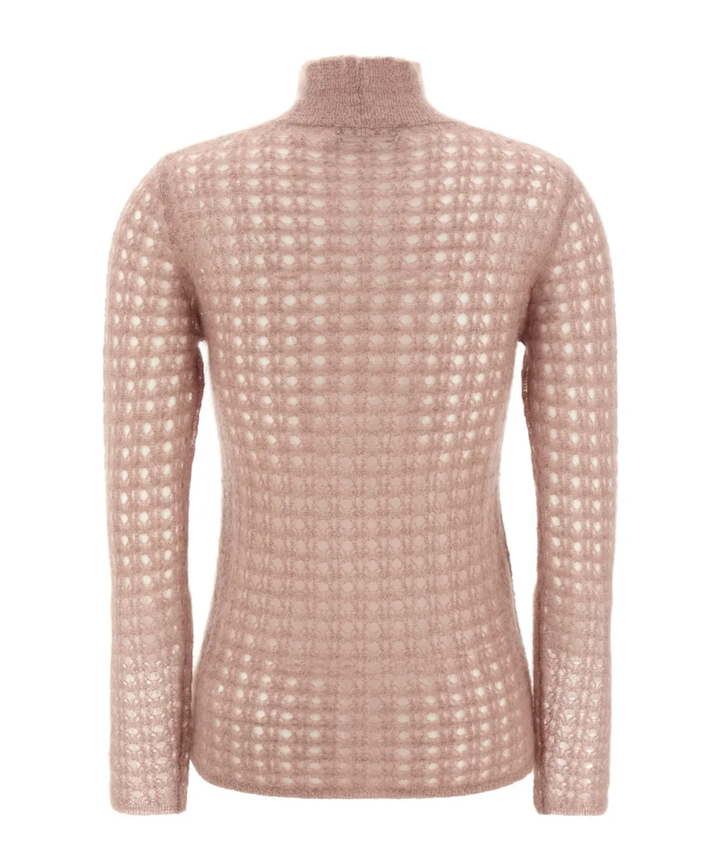 High-Neck Crochet Sweater