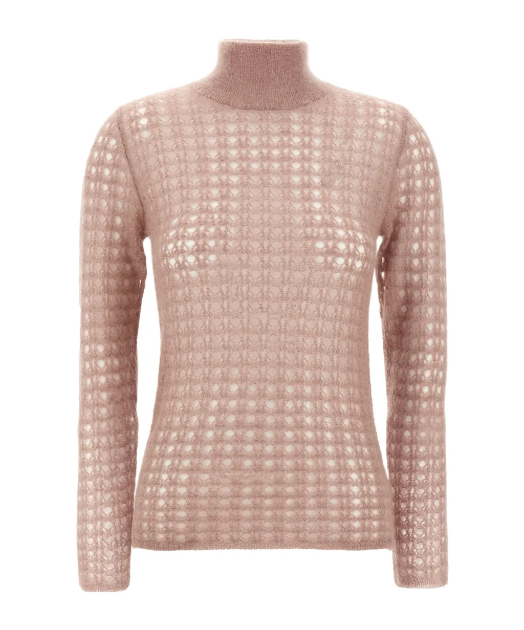 High-Neck Crochet Sweater