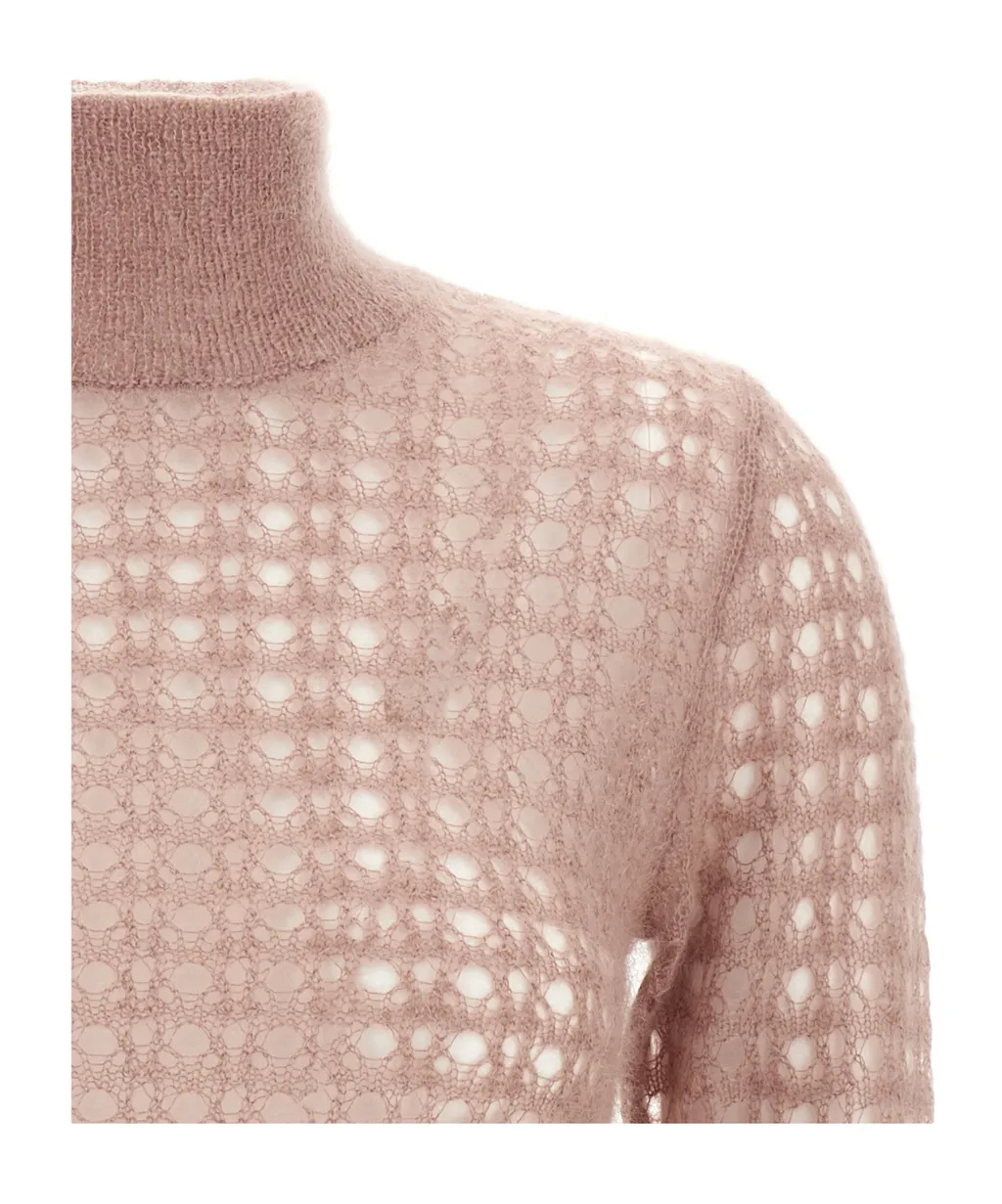 High-Neck Crochet Sweater