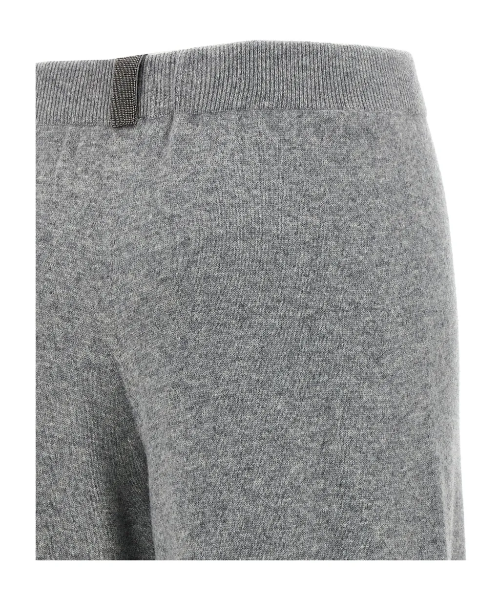 Elastic-Waistband Jewel-Detail Trousers