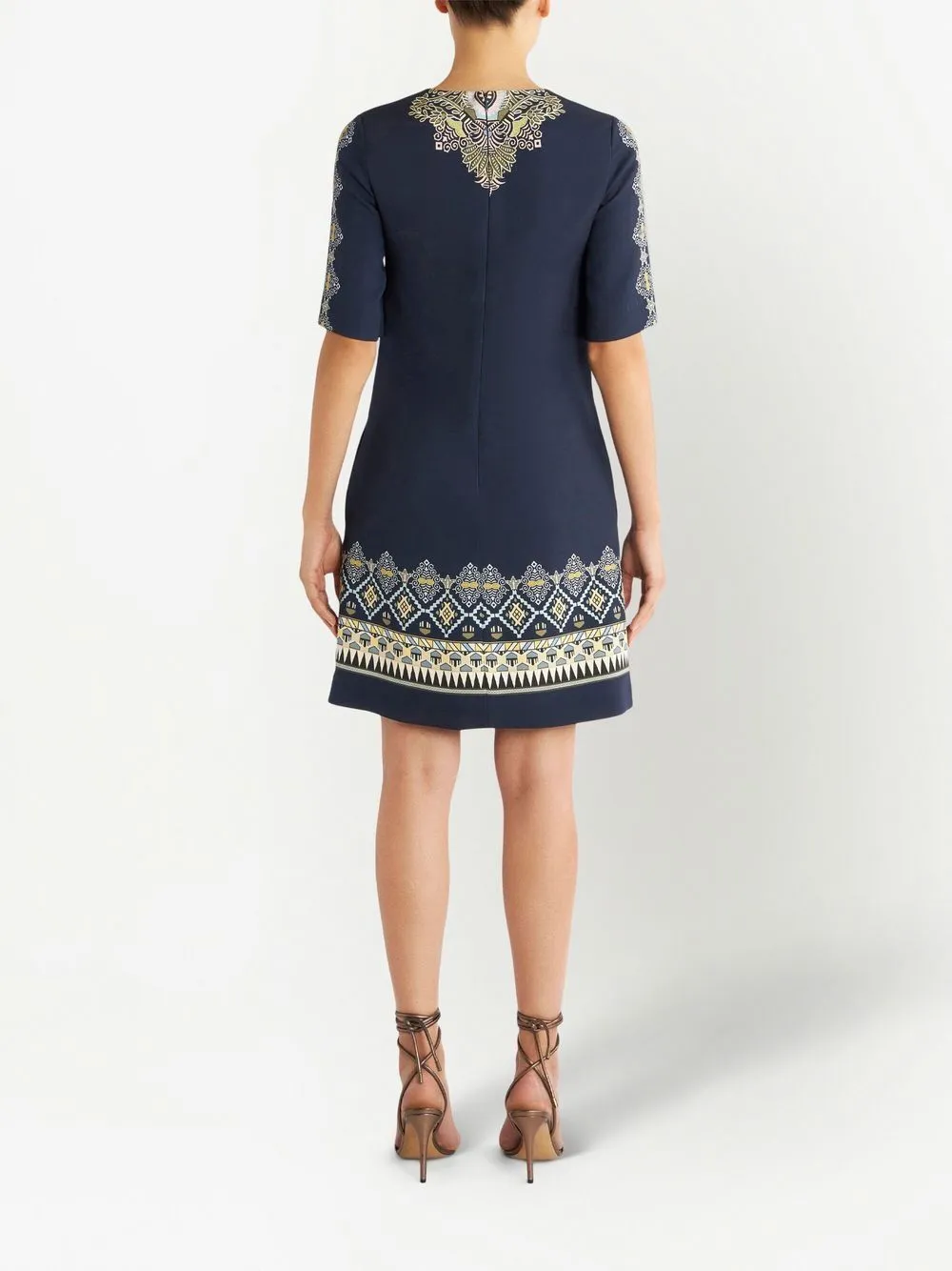 Embroidered Detail Short-Sleeve Dress