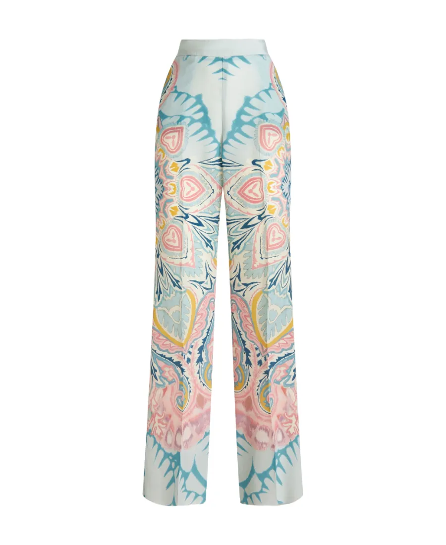 Floral-Pattern Wide-Leg Pants