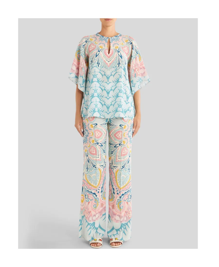 Floral-Pattern Wide-Leg Pants