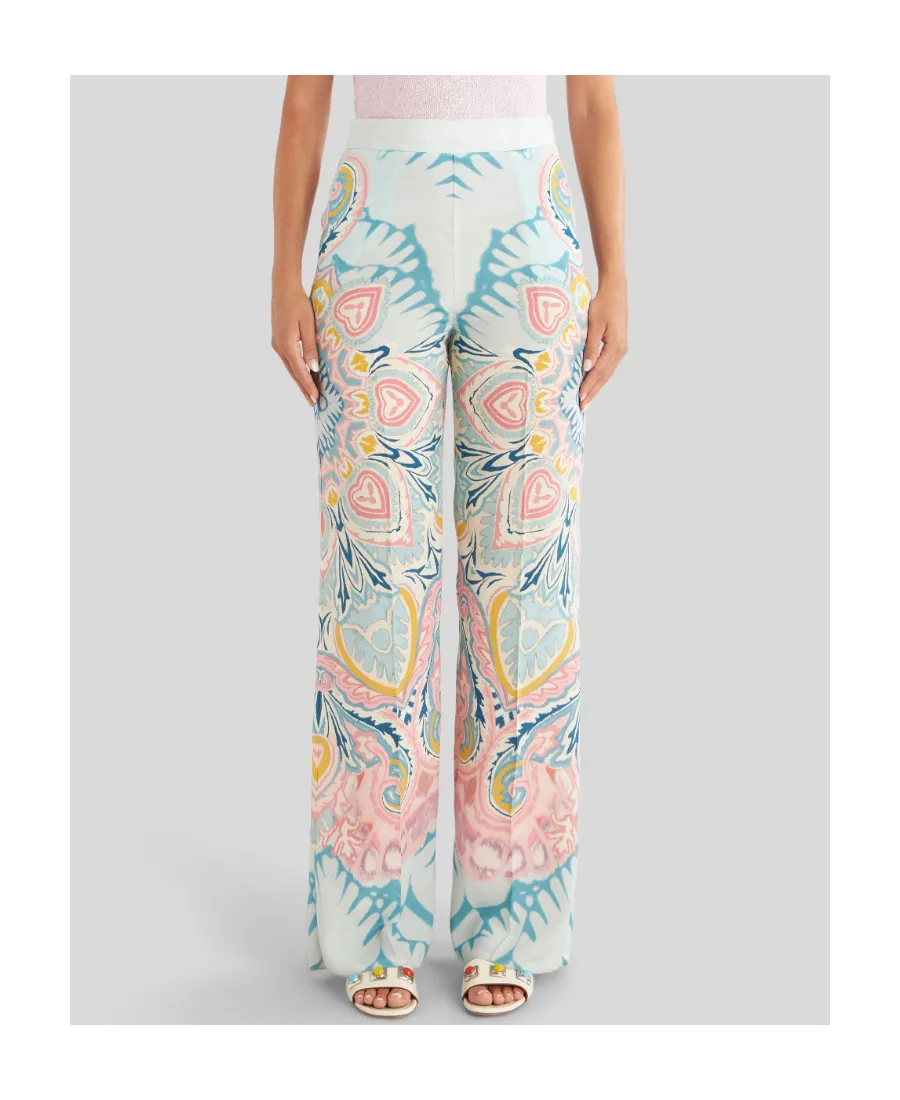 Floral-Pattern Wide-Leg Pants