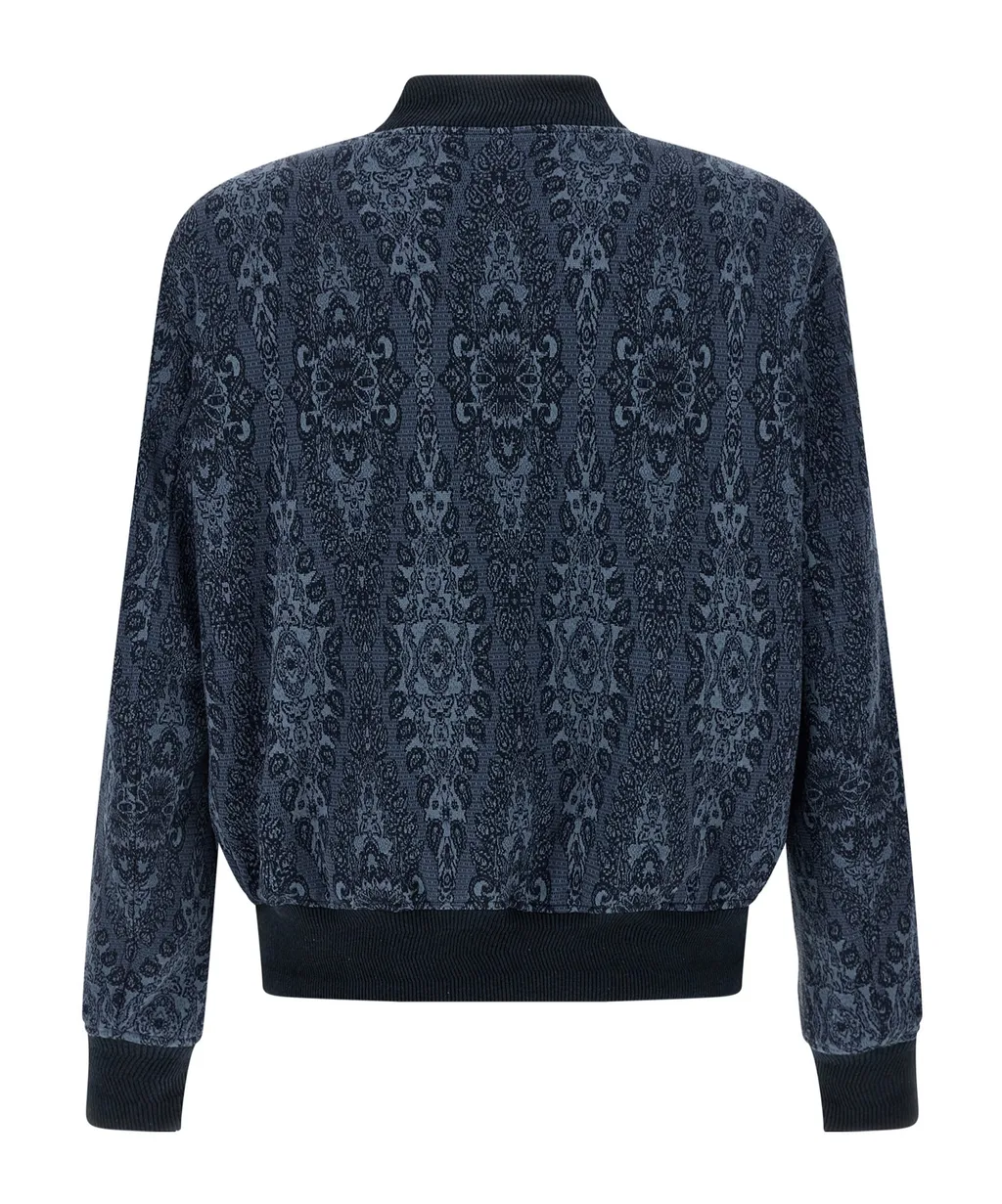 Patterned-Jacquard Zip Fastened Bomber Jacket