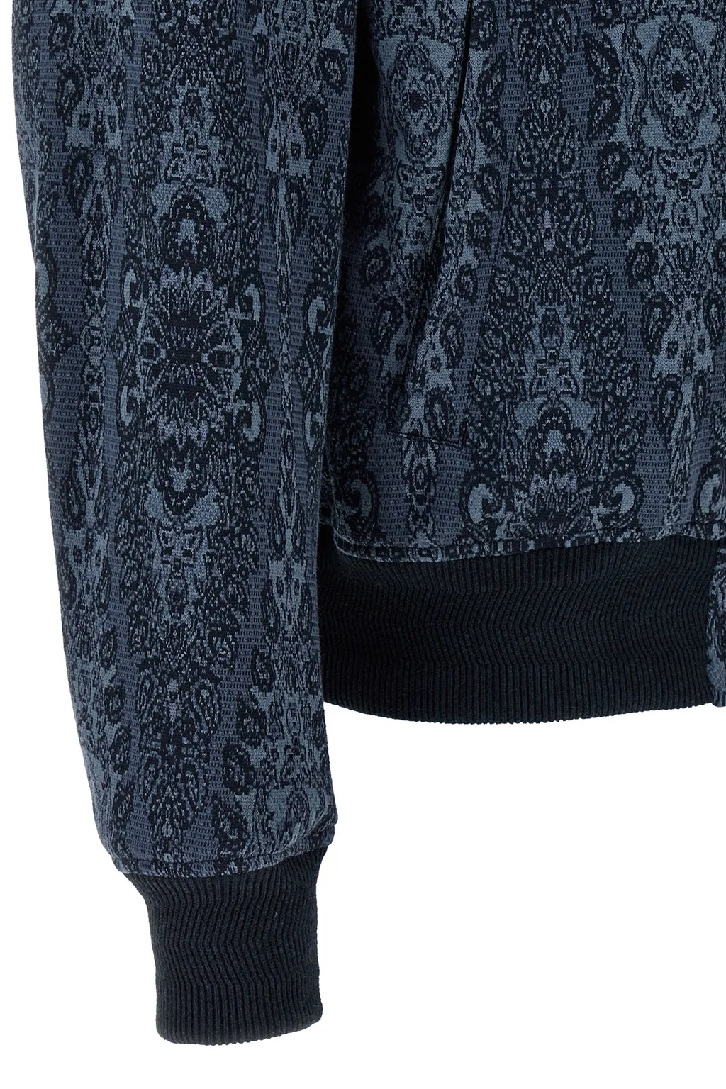 Patterned-Jacquard Zip Fastened Bomber Jacket