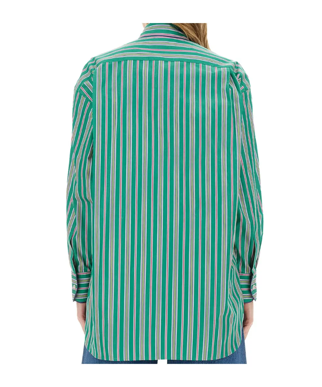 Logo Embroidered Striped Shirt