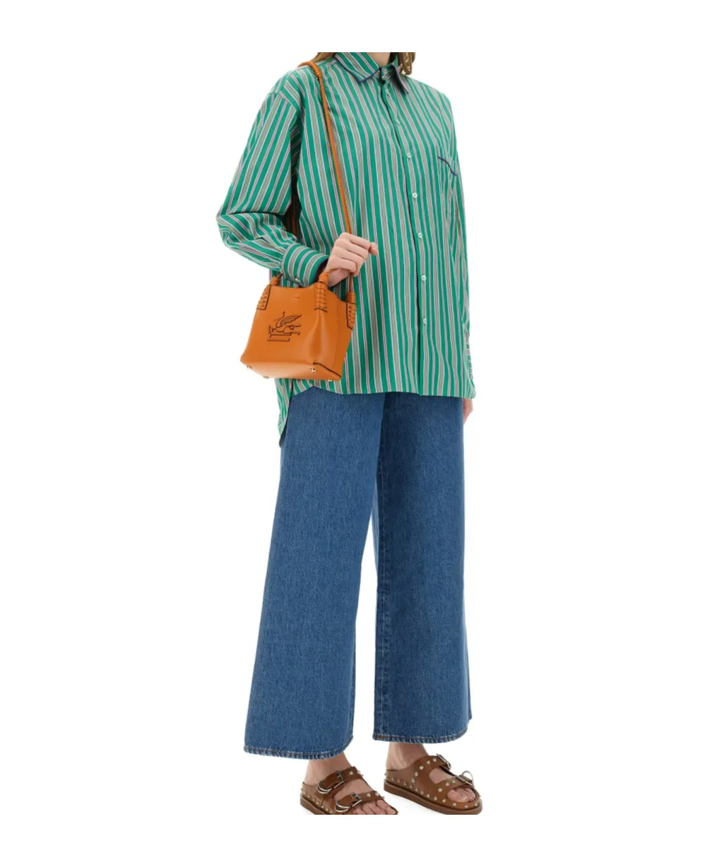 Logo Embroidered Striped Shirt