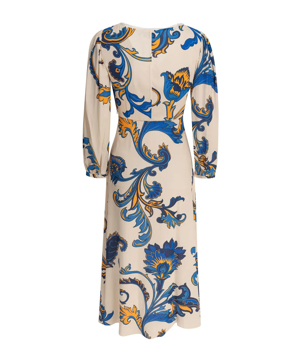 Paisley Printed V-Neck Midi Dress