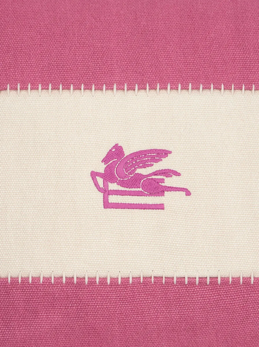 Linen Cushion With Embroidered Pegaso