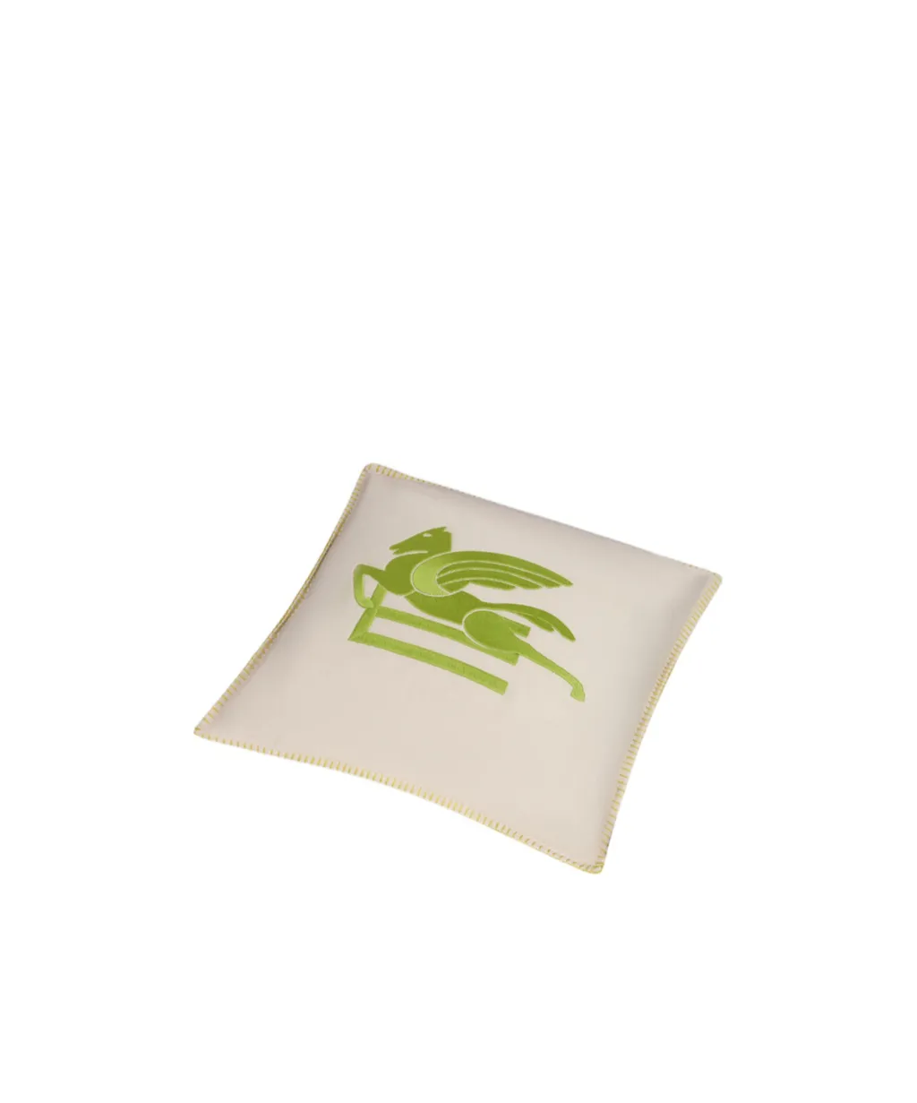 Cushion With Embroidered Pegaso And Logo