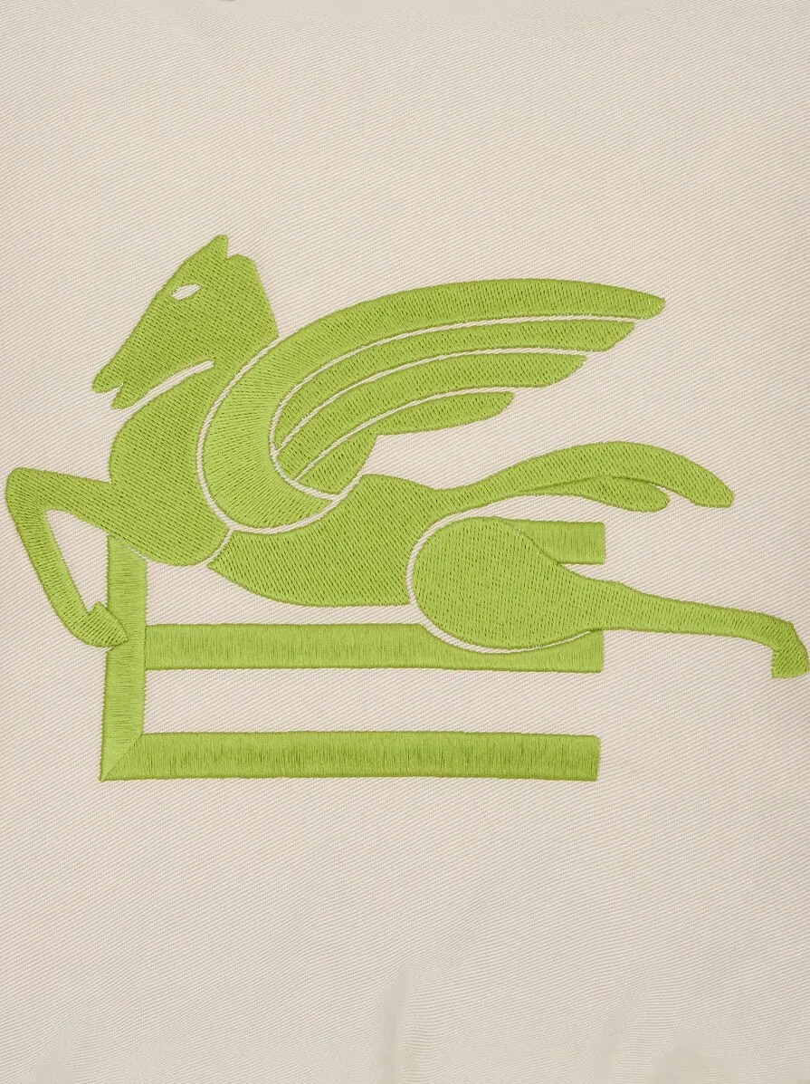 Cushion With Embroidered Pegaso And Logo