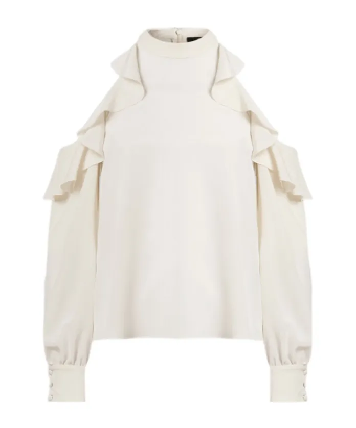 Draped-Detailed Cut-Out Blouse