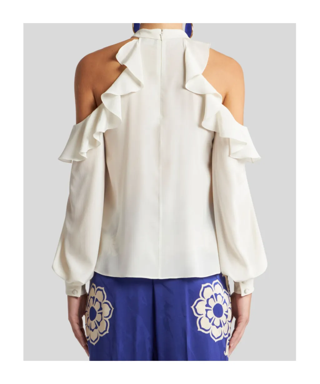 Draped-Detailed Cut-Out Blouse