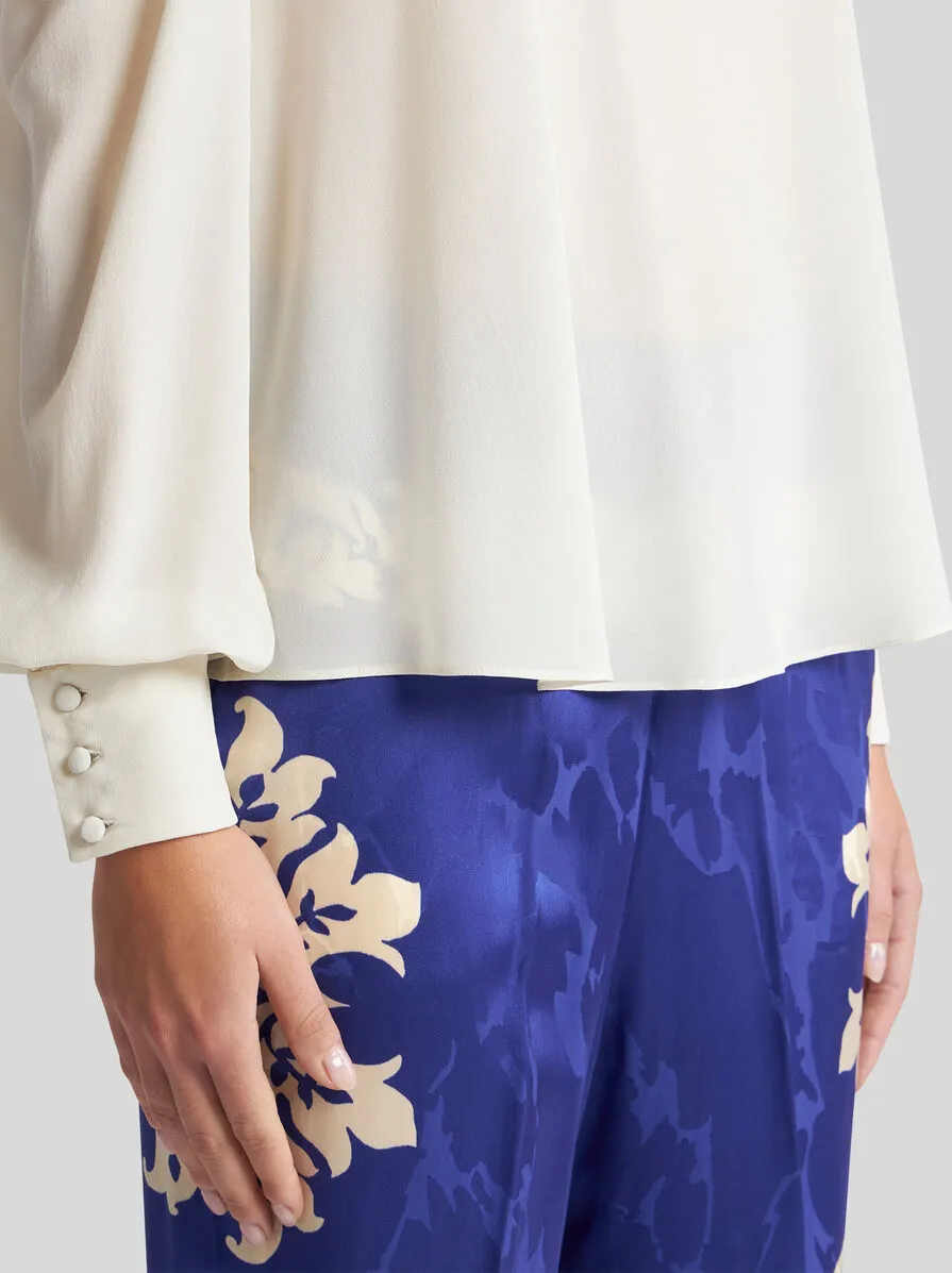 Draped-Detailed Cut-Out Blouse
