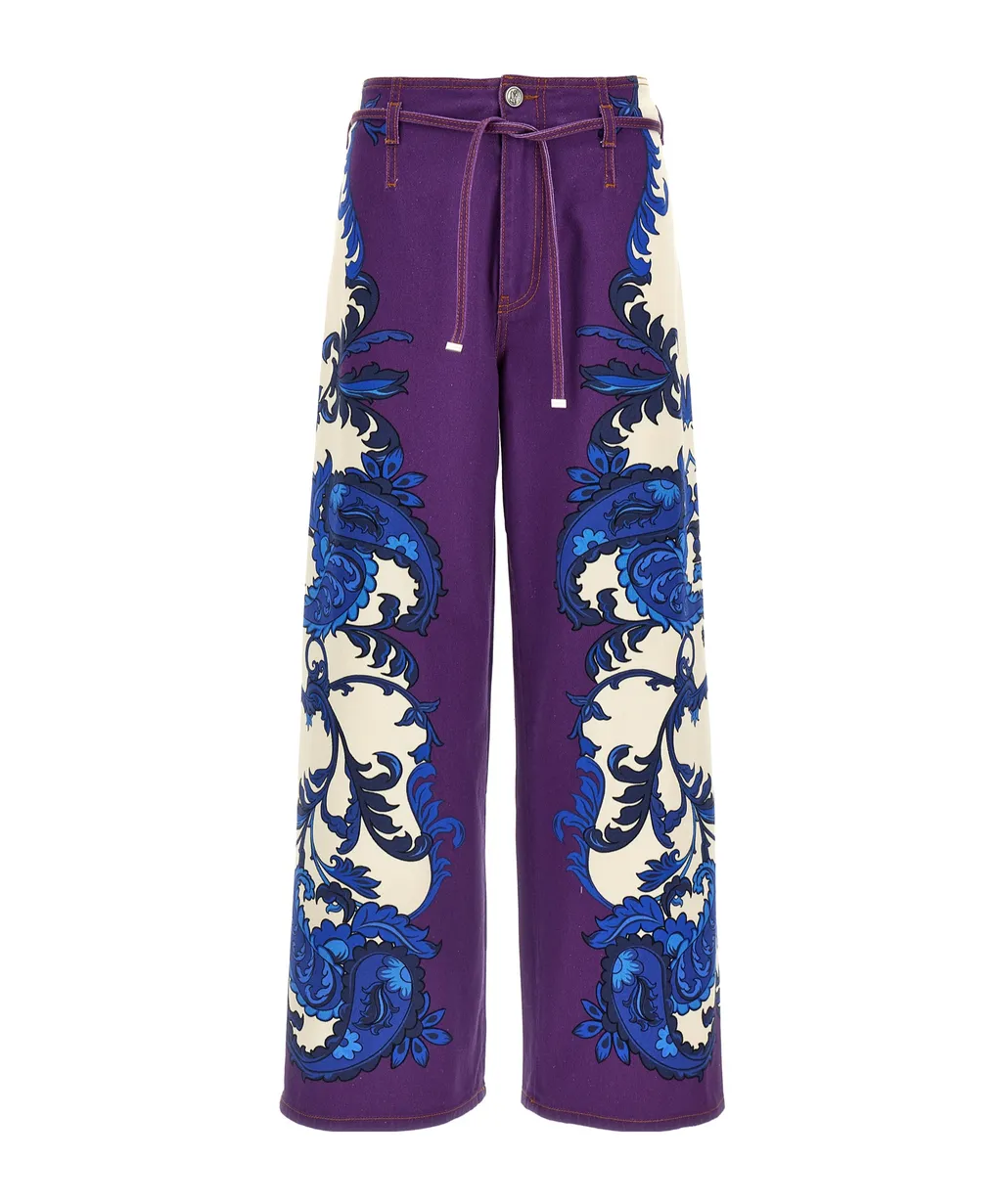 Paisley Printed Drawstring Jeans