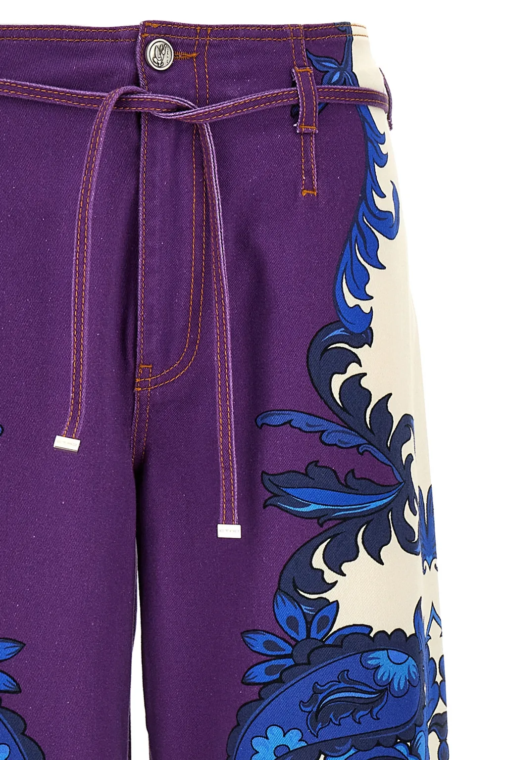 Paisley Printed Drawstring Jeans