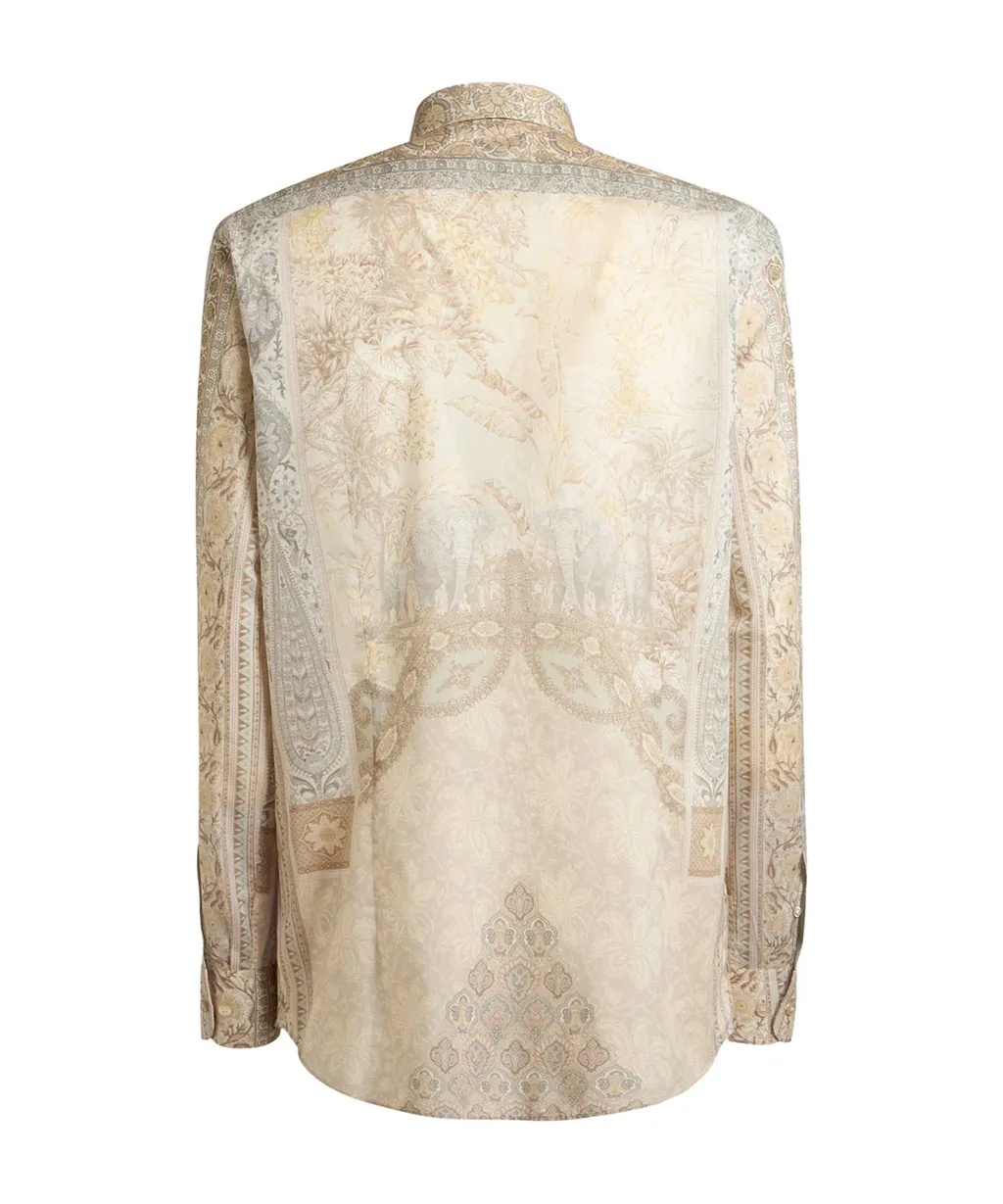 Long-Sleeved Paisley Printed Shirt