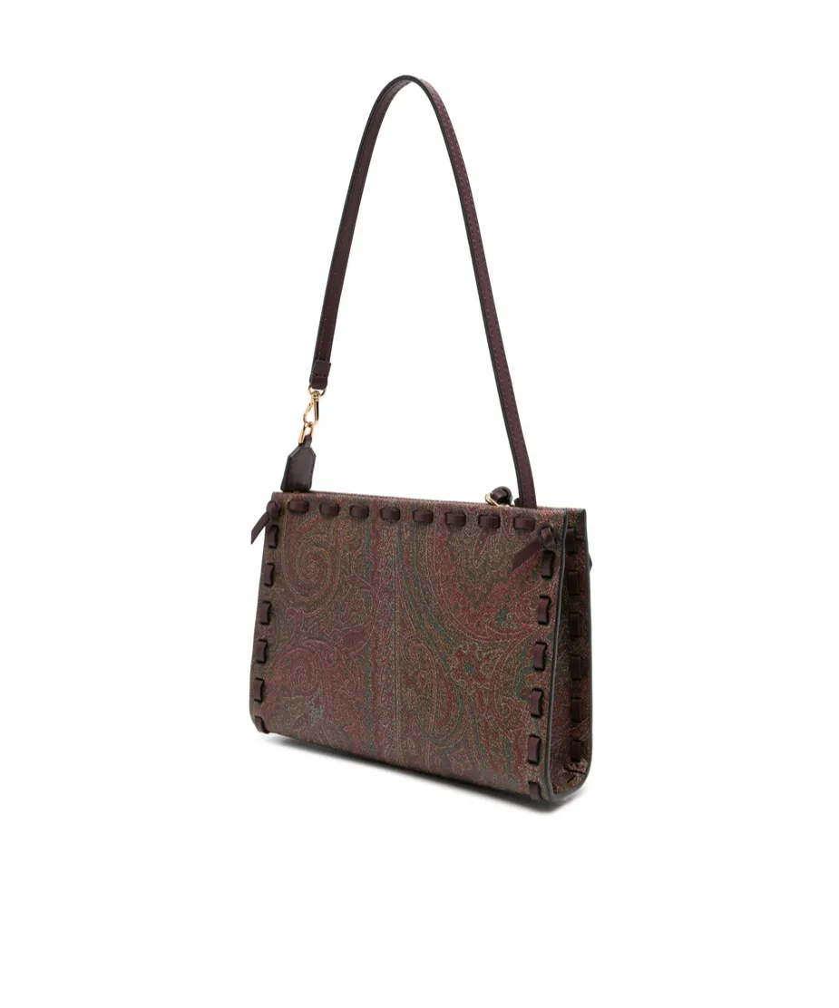Paisley-Printed Zipped Clutch Bag