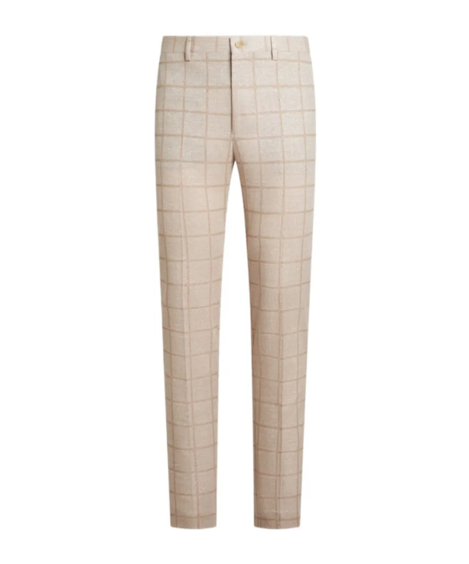Check Linen-Blend Trousers