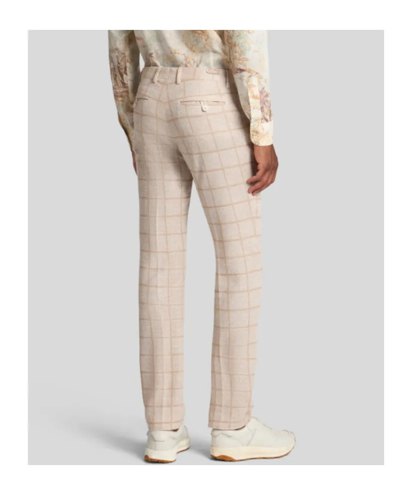 Check Linen-Blend Trousers