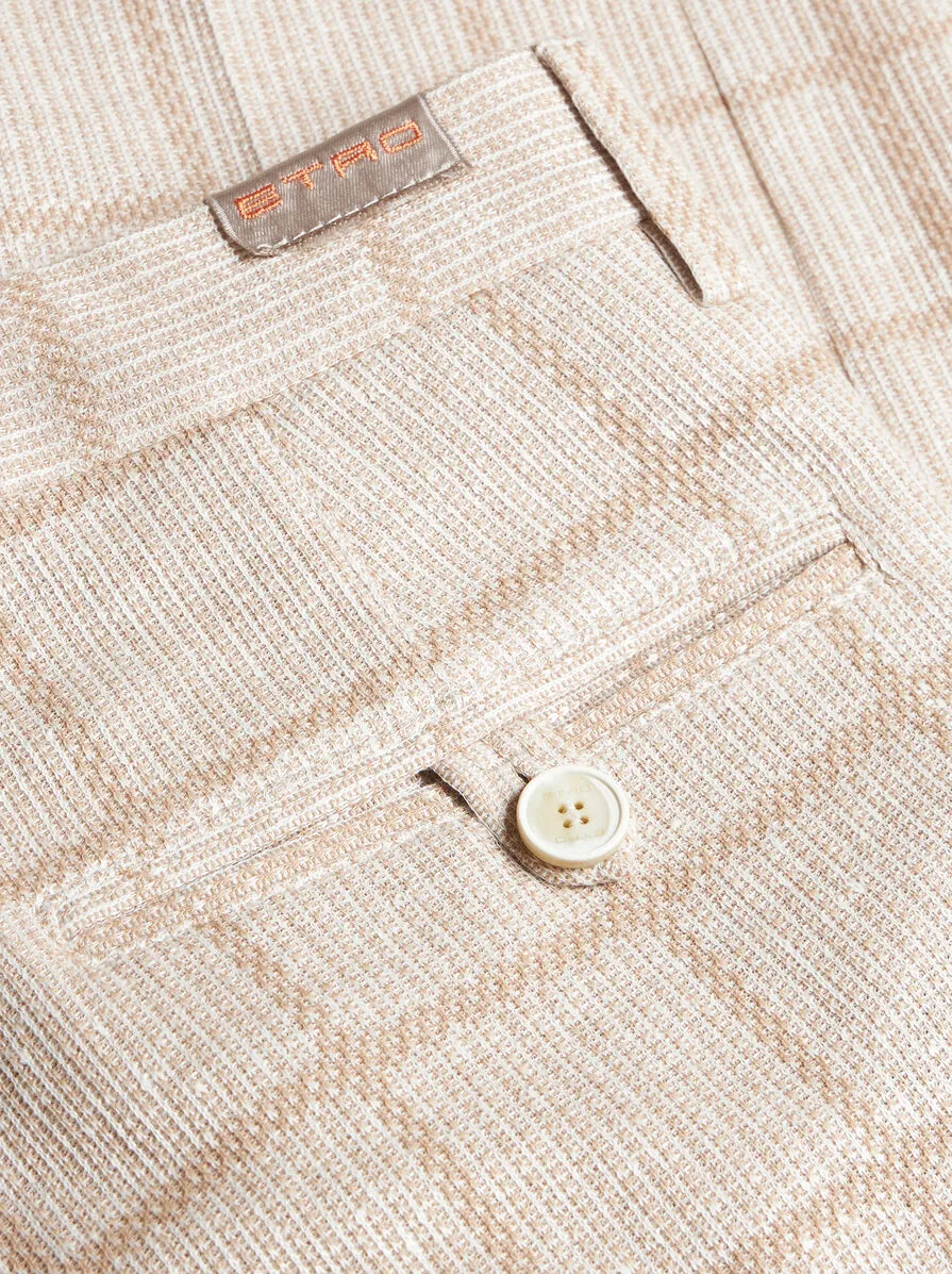 Check Linen-Blend Trousers