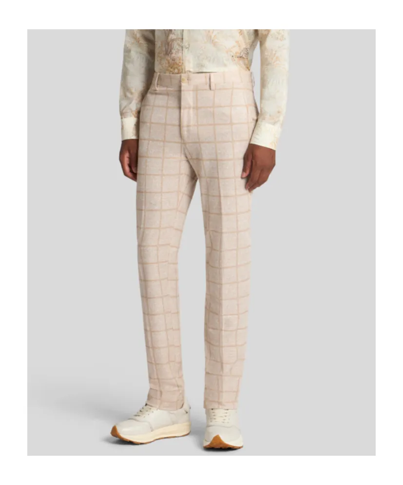 Check Linen-Blend Trousers