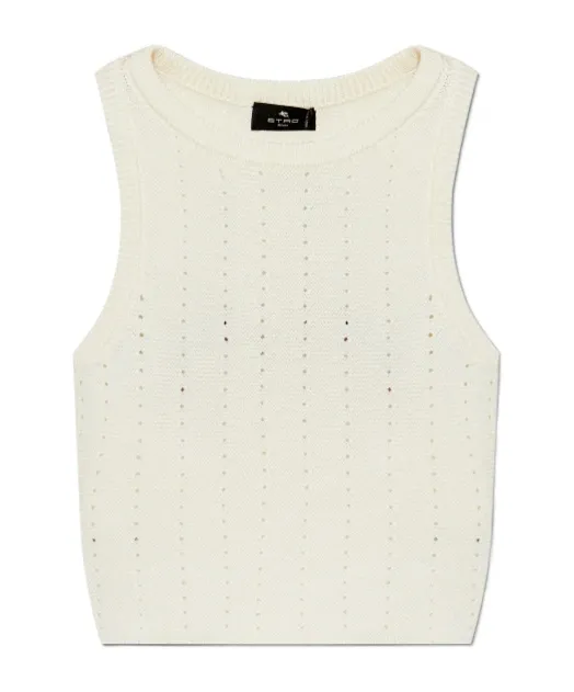 Punched Detail Knit Crop Top