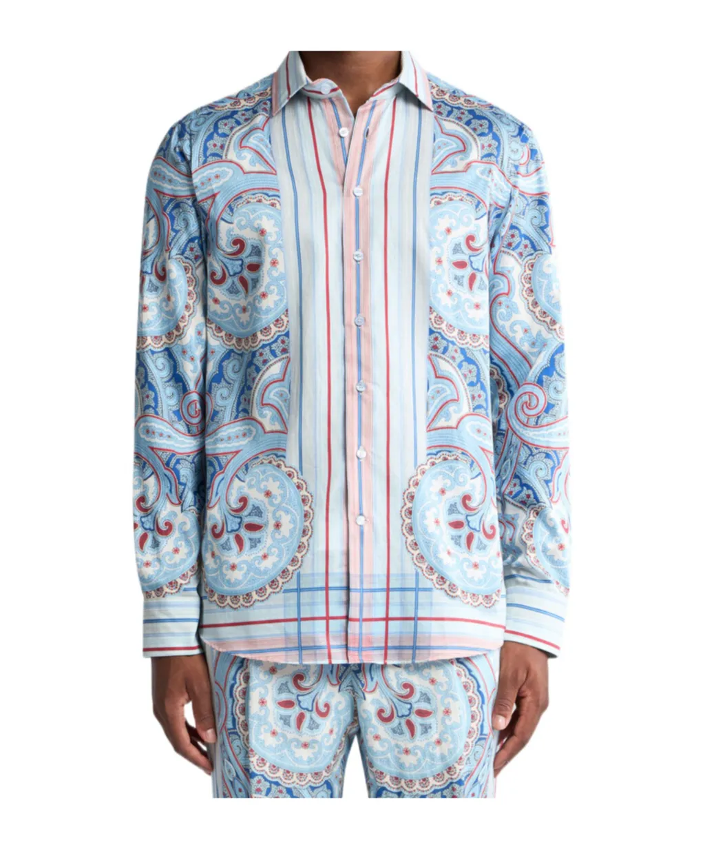 Paisley-Printed Curved Hem Shirt
