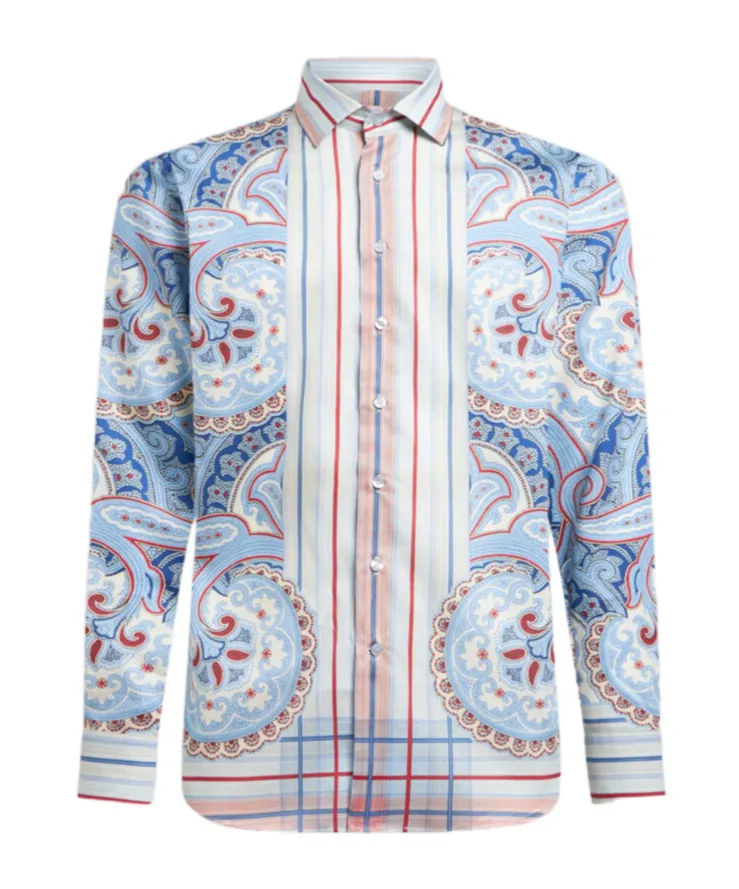 Paisley-Printed Curved Hem Shirt