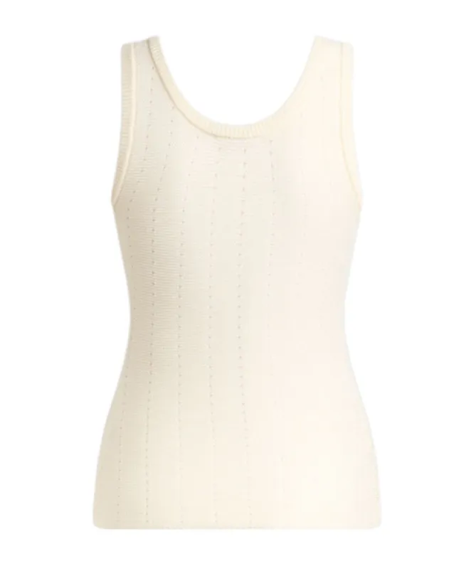 Hood And Punched Detailed Knit Vest Top