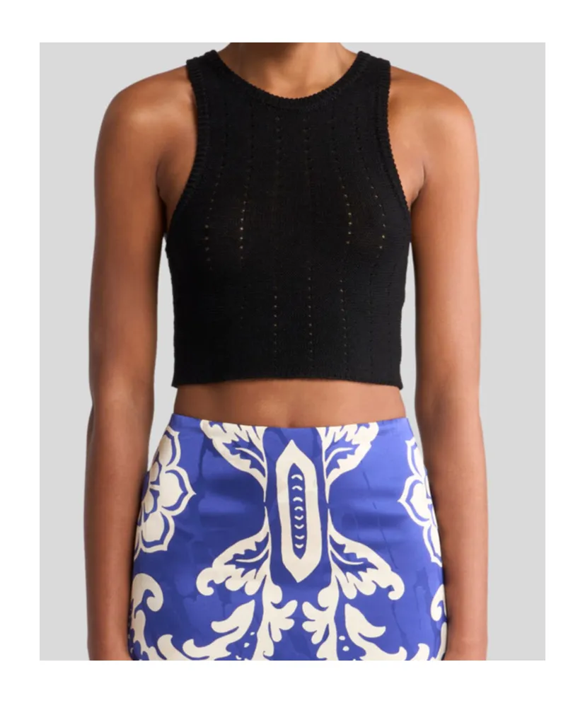 Punched Detail Knit Crop Top
