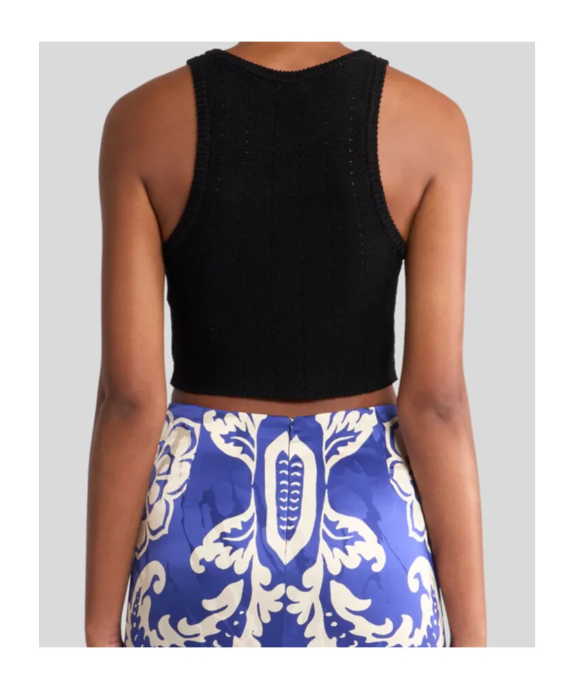 Punched Detail Knit Crop Top