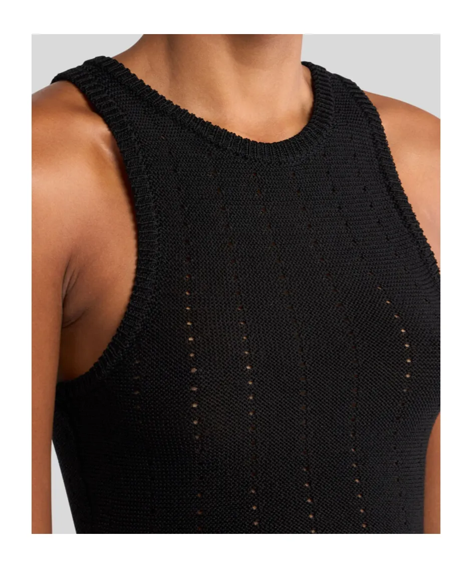 Punched Detail Knit Crop Top