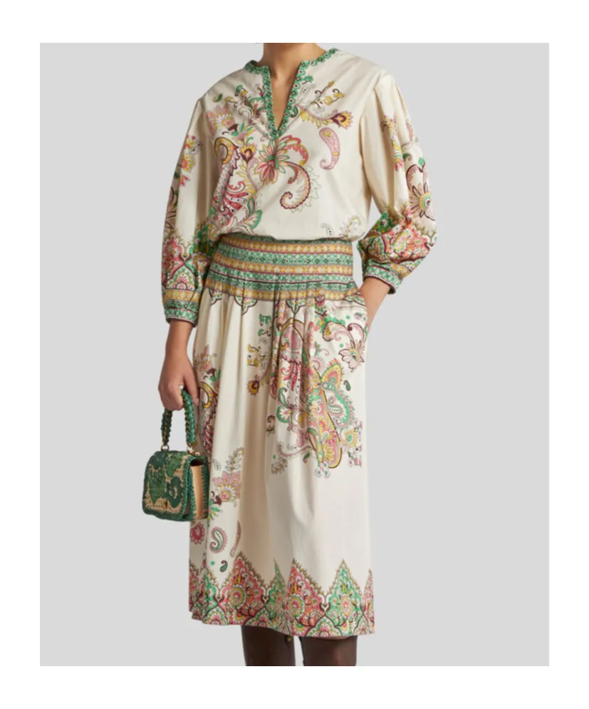 Paisley Printed V-Neck Blouse