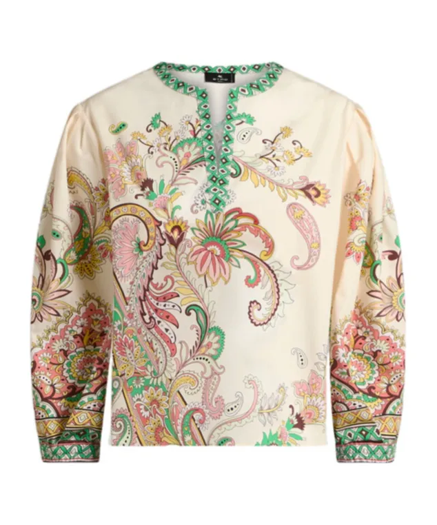 Paisley Printed V-Neck Blouse