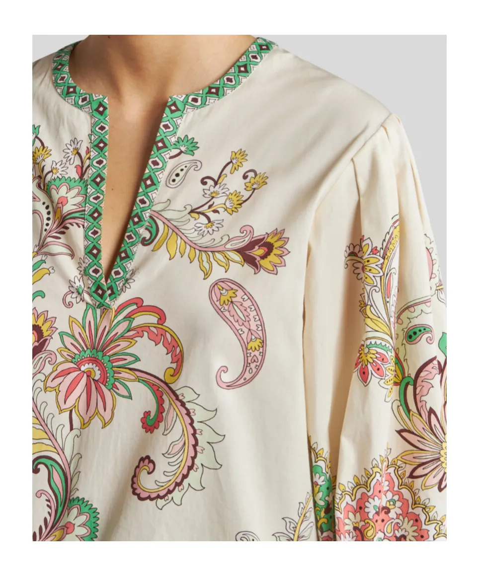 Paisley Printed V-Neck Blouse