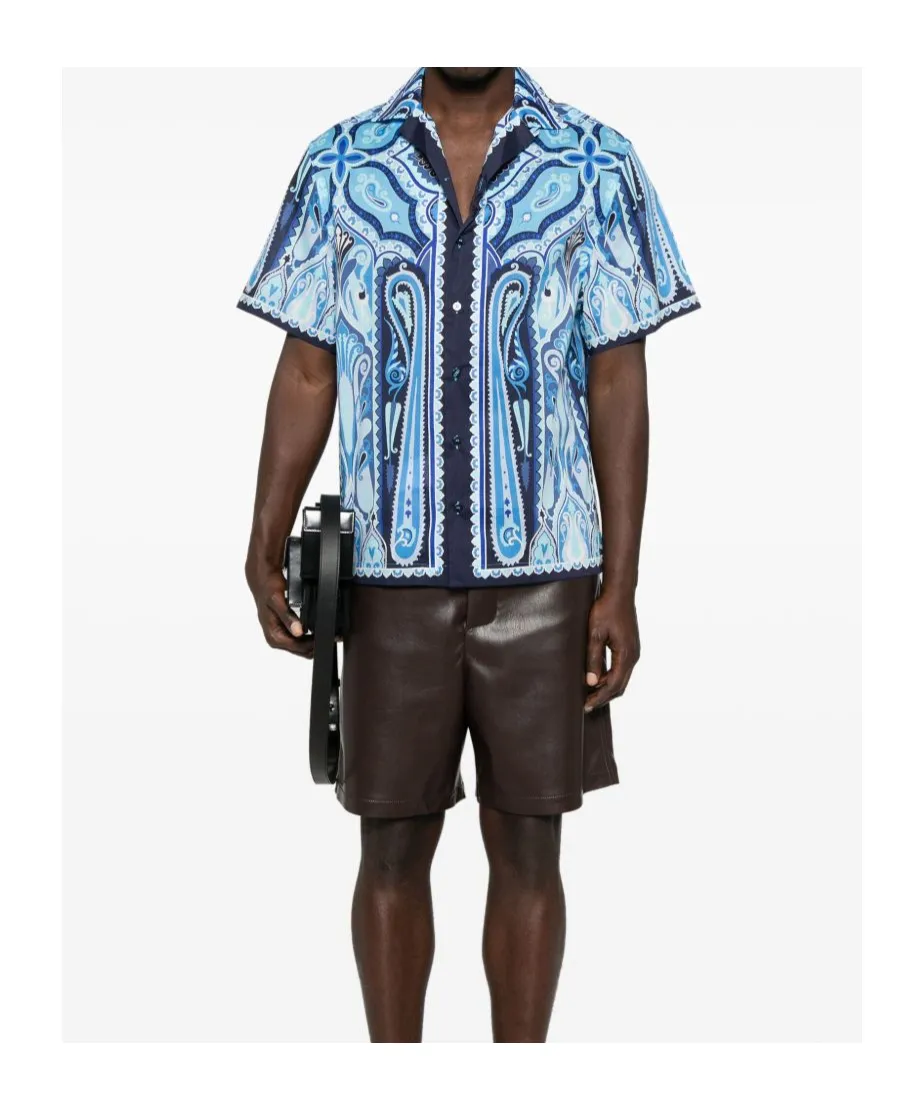 Paisley-Printed Short Sleeved Shirt