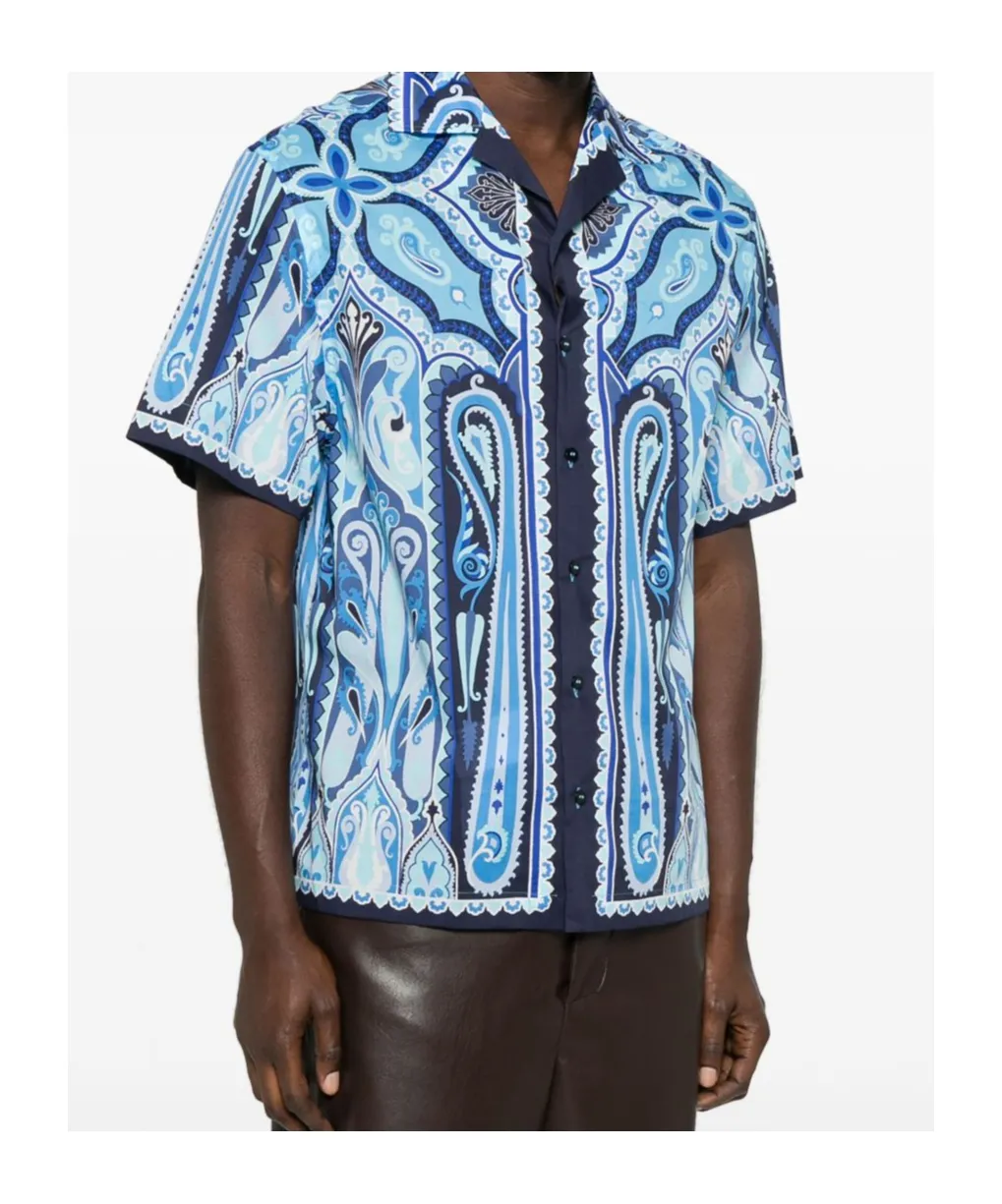 Paisley-Printed Short Sleeved Shirt