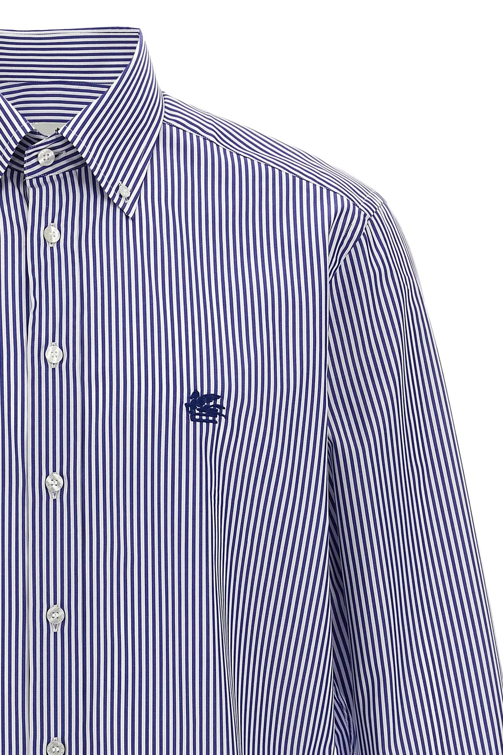 Logo Embroidered Striped Shirt