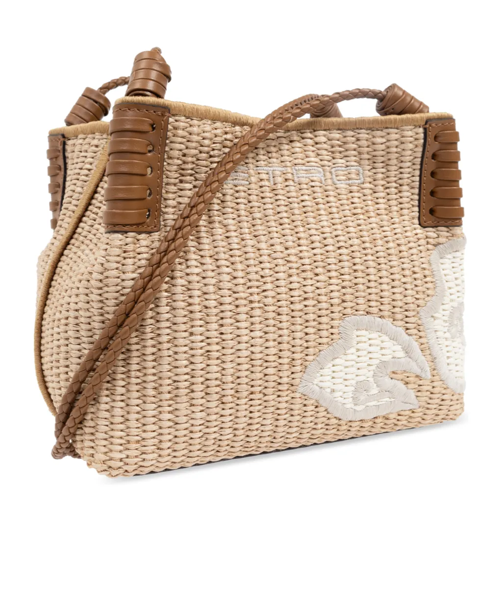Logo Embroidered Interwoven Crossbody Bag