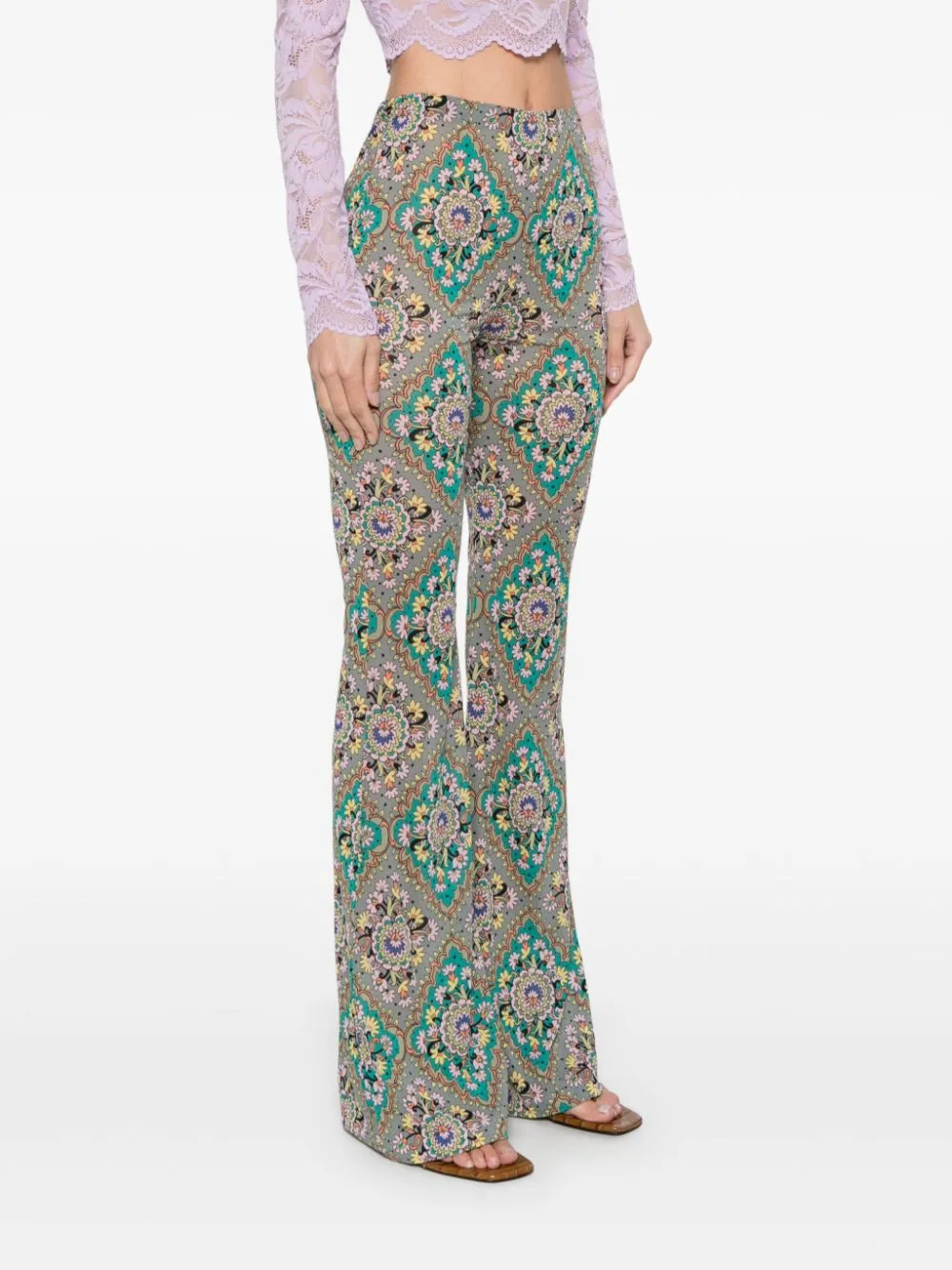 Floral Printed Flared Trousers
