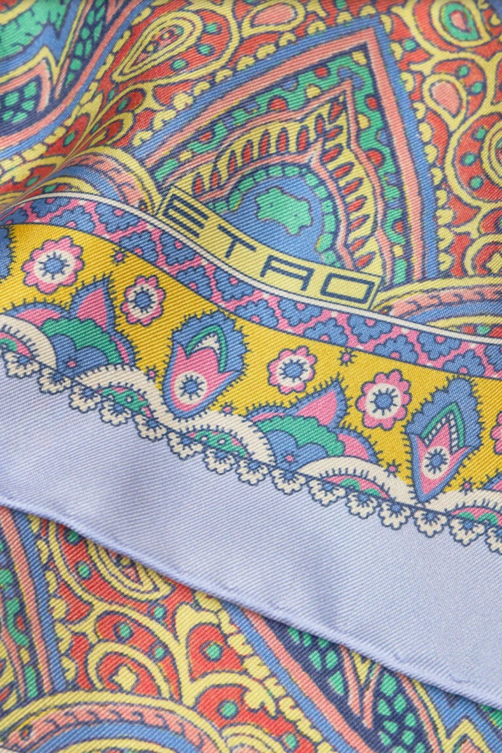 Silk Scarf With Paisley Foliage Motif